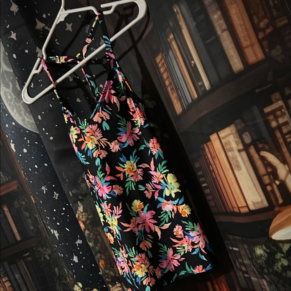 Black Floral Women’s Bathing Suit Top - Vibrant Multicolor Print